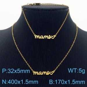 European and American fashion stainless steel creative mom English letter temperament gold bracelet&necklace set - KS217154-KLX