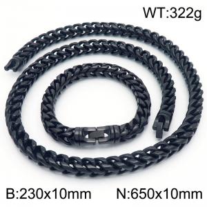 Stainless steel Men's and Women's keel chain Bracelet Necklace set with Black colored Jewelry - KS219953-KFC