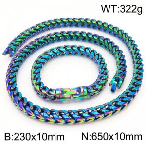 Stainless Steel Men's and Women's Keel Chain Bracelet Necklace Set with Colorful Jewelry - KS219954-KFC