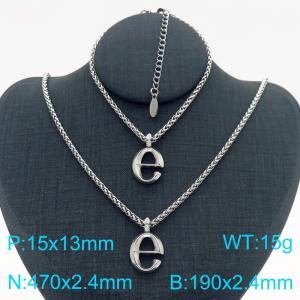 Silver Color Stainless Steel Letters e Basket Chain Necklace Bracelets For Women Men - KS220003-Z