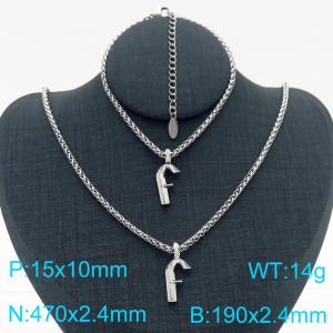 Silver Color Stainless Steel Letters f Basket Chain Necklace Bracelets For Women Men - KS220004-Z