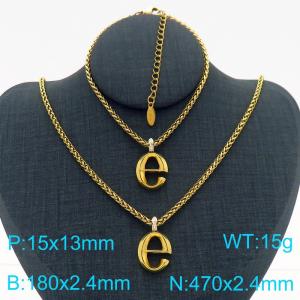 Gold Color Stainless Steel Letters e Basket Chain Necklace Bracelets For Women Men - KS220029-Z