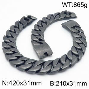 31mm Domineering Boil Black Cuban Chain Bracelets Necklaces Stainless Steel Jewelry Set - KS220089-KJX