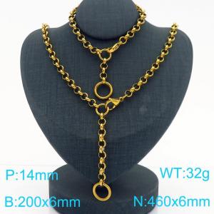 Fashionable and personalized stainless steel round pearl Y-shaped bracelet necklace two-piece set - KS220832-Z