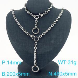 Fashionable and personalized stainless steel O-chain Y-shaped bracelet necklace two-piece set - KS220833-Z