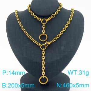 Fashionable and personalized stainless steel O-chain Y-shaped bracelet necklace two-piece set - KS220834-Z