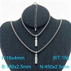 Stainless Steel Jewelry Alphabet Element Bracelet Necklace Set - KS220851-Z