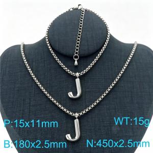 Stainless Steel Jewelry Alphabet Element Bracelet Necklace Set - KS220852-Z