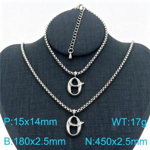 Stainless Steel Jewelry Alphabet Element Bracelet Necklace Set - KS220857-Z