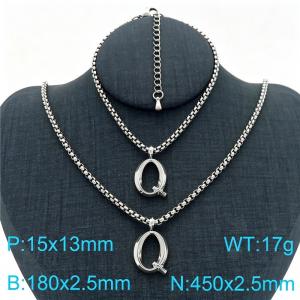 Stainless Steel Jewelry Alphabet Element Bracelet Necklace Set - KS220859-Z