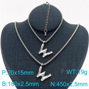 Stainless Steel Jewelry Alphabet Element Bracelet Necklace Set - KS220865-Z