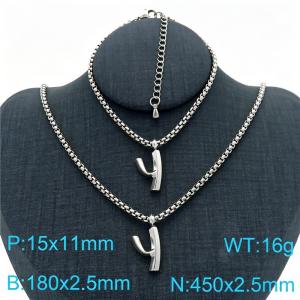 Stainless Steel Jewelry Alphabet Element Bracelet Necklace Set - KS220867-Z