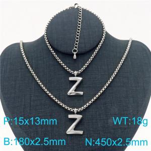Stainless Steel Jewelry Alphabet Element Bracelet Necklace Set - KS220868-Z