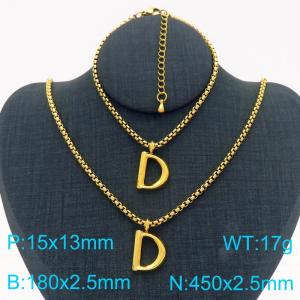 Stainless Steel Jewelry Alphabet Element Bracelet Necklace Set - KS220872-Z