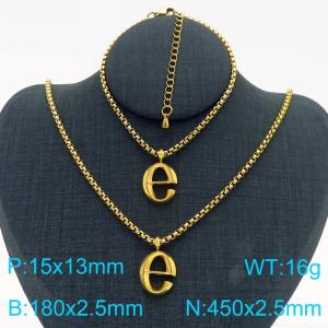 Stainless Steel Jewelry Alphabet Element Bracelet Necklace Set - KS220873-Z