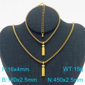 Stainless Steel Jewelry Alphabet Element Bracelet Necklace Set - KS220877-Z