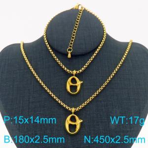 Stainless Steel Jewelry Alphabet Element Bracelet Necklace Set - KS220883-Z