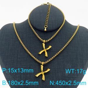 Stainless Steel Jewelry Alphabet Element Bracelet Necklace Set - KS220892-Z