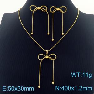 European and American Instagram Influencers Butterfly Design Necklace Earring Set Stainless Steel 304 Gold Color - KS220962-KFC
