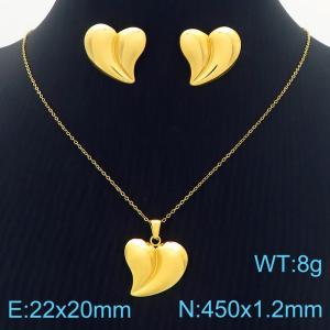 INS style European and American new exaggerated heart-shaped necklace earrings two-piece set - KS221033-KFC