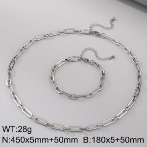 Stainless steel flat long cross chain set - KS221186-Z