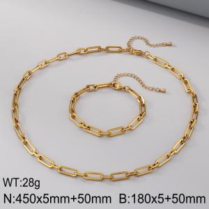 Stainless steel flat long cross chain set - KS221187-Z