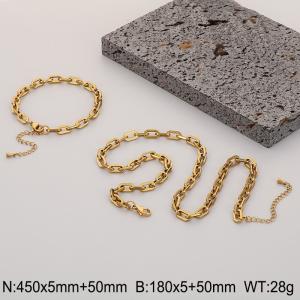 Stainless steel flat long cross chain set - KS221189-Z