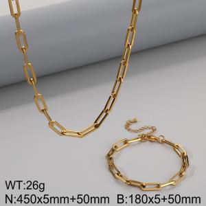 Stainless steel flat long cross chain set - KS221190-Z