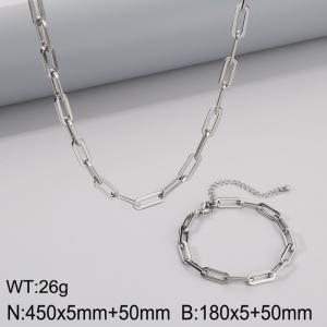 Stainless steel flat long cross chain set - KS221191-Z