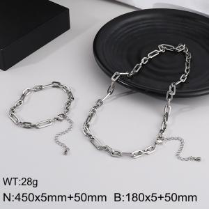 Stainless steel flat long cross chain set - KS221192-Z