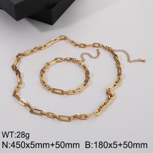 Stainless steel flat long cross chain set - KS221193-Z