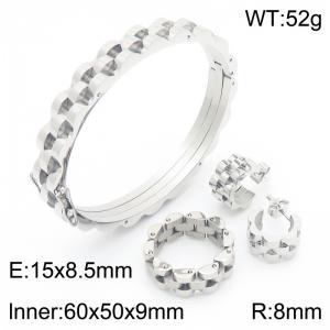 Fashion neutral business style titanium steel strap bracelet ring earring three piece set - KS221351-KFC