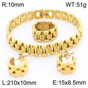 Fashion neutral business style titanium steel strap bracelet ring earring three piece set - KS221354-KFC