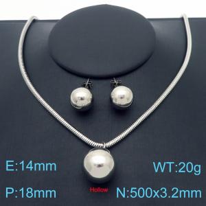 500x3.2mm=Simple Round Bead Necklace Earrings Bracelet Beaded Serpentine Chain Stainless Steel Women's Jewelry Set - KS221375-Z