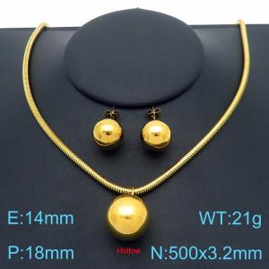 500x3.2mm=Simple Round Bead Necklace Earrings Bracelet Beaded Serpentine Chain Stainless Steel Women's Jewelry Set - KS221379-Z