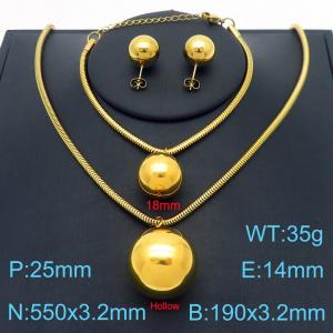 500x3.2mm=Simple Round Bead Necklace Earrings Bracelet Beaded Serpentine Chain Stainless Steel Women's Jewelry Set - KS221383-Z