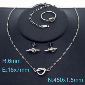 Stainless steel knotted peach heart set - KS221640-Z