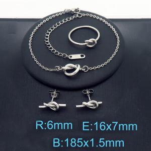 Stainless steel knotted peach heart set - KS221642-Z