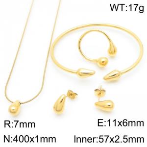 European and American fashion personality stainless steel creative water droplet temperament gold 4-piece set - KS221703-KFC