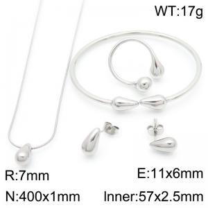 European and American fashion personality stainless steel creative water droplet temperament silver 4-piece set - KS221704-KFC