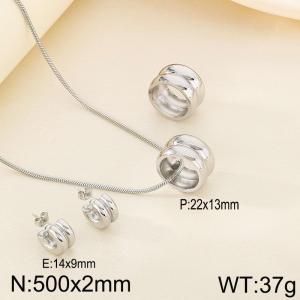 New Small Man Waist High End Small Cylinder Pendant Necklace, Ring, Earrings, Three Piece Set, Fashionable Stainless Steel Accessories - KS221848-K