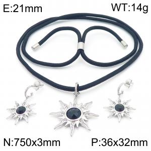 Women Stainless Steel Sun Charm Necklace&Earrings Jewelry Set - KS222100-KFC