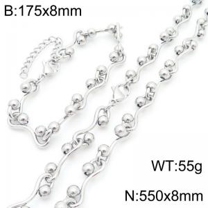 Stainless steel handmade chain double bead chain set - KS222103-Z