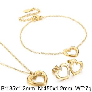 Stainless steel gold-plated peach heart set - KS222150-KLX