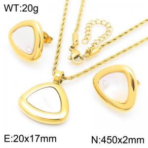 Triangle Charm Pendant Jewelry Sets For Women Gold Color Stainless Steel Earrings Necklace - KS222165-GC