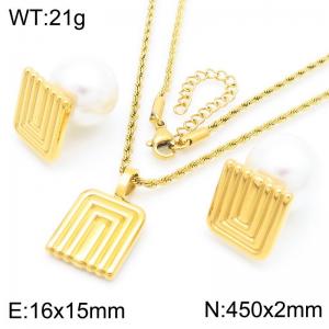 Creative Gold Color Charm Jewelry Sets for Women Stainless Steel Shell Pearl Earrings - KS222169-GC