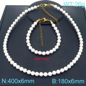 Stainless steel shell bead set - KS222213-Z