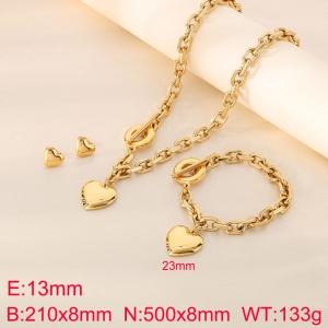 Personalized Love Pendant Clavicle Chain OT Buckle Internet Celebrity Hip Hop Bounce Di Peach Heart Stainless Steel Set - KS222229-Z