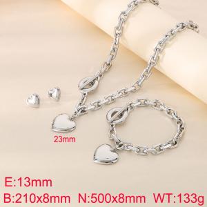 Personalized Love Pendant Clavicle Chain OT Buckle Internet Celebrity Hip Hop Bounce Di Peach Heart Stainless Steel Set - KS222230-Z