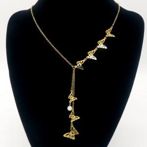 SS Gold-Plating Necklaces - KN222267-CJ